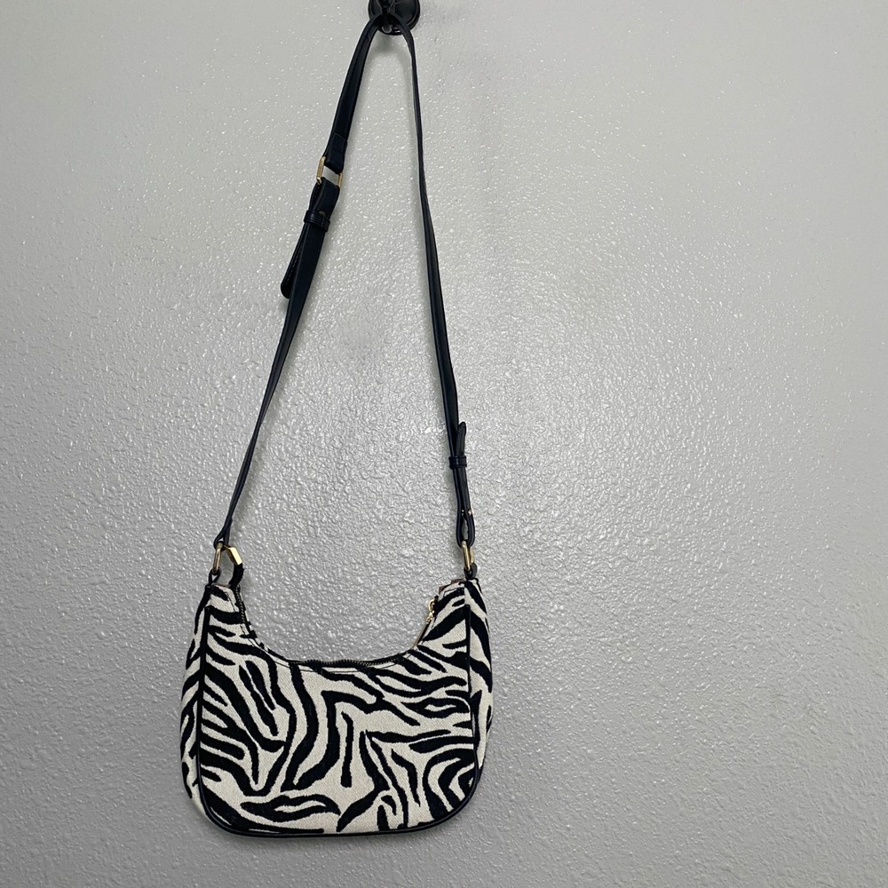 Y2K Zebra Print Crossbody Shoulder Bag 2000s McBling Bratzcore Animal Print Boho - Picture 5 of 8